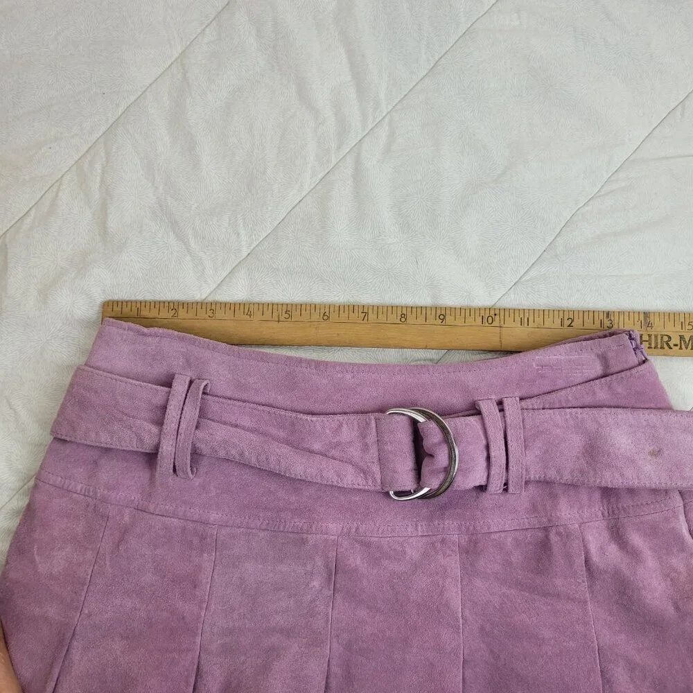 International Concepts mauve pink suede drop waist pleated skirt Y2k Preppy Sz 2
